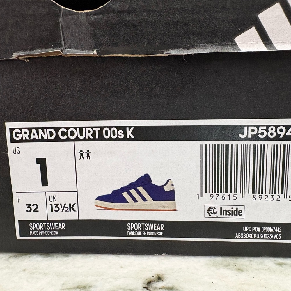 adidas Kids Royal Blue Sneakers with White Stripes - Picture 6 of 8